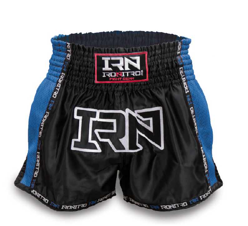 Pantaloncini K1 Muay Thai IRONITRO "Laser" BLACK TO BLUE