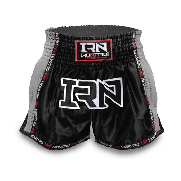 Pantaloncini K1 Muay Thai IRONITRO "Laser" BLACK TO GREY