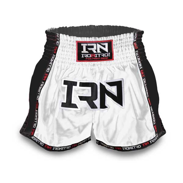 Pantaloncini K1 Muay Thai IRONITRO "Infinity" WHITE TO BLACK
